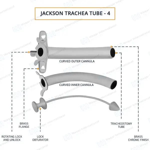Jackson Trachea Tube Size #4 (O.D. 8mm) - surgical instruments manufactured by Waqar International, Sialkot - view 4