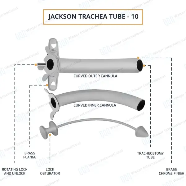 Jackson Trachea Tube Size #10 (O.D. 14mm) - surgical instruments manufactured by Waqar International, Sialkot - view 4
