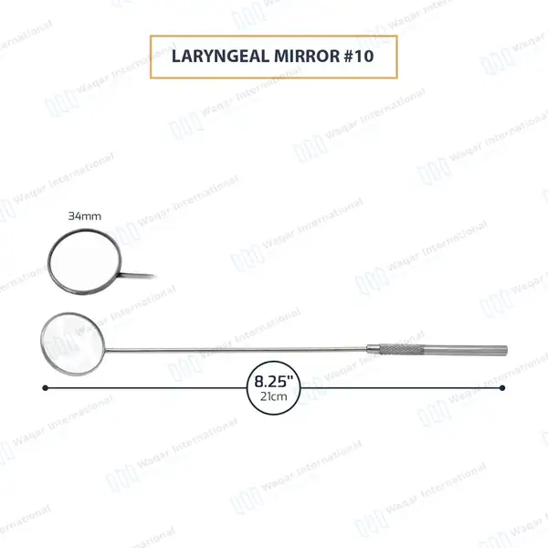 Laryngeal Mirror with Handle #10 - surgical instruments manufactured by Waqar International, Sialkot - view 2
