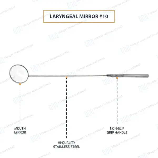 Laryngeal Mirror with Handle #10 - surgical instruments manufactured by Waqar International, Sialkot - view 3
