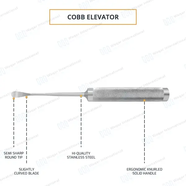Cobb Spinal Elevator 11″ Slightly Curved 3/8″ (10mm) Wide - orthopedic instruments manufactured by Waqar International, Sialkot - view 4