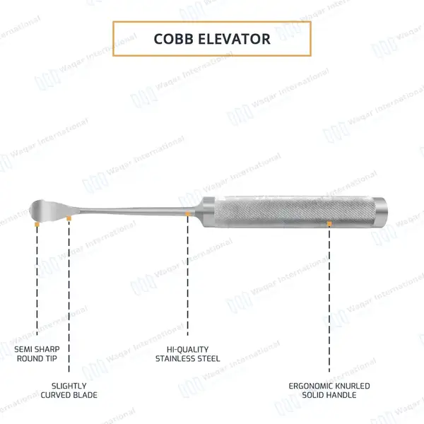 Cobb Spinal Elevator 11″ Slightly Curved 3/4″ (19mm) Wide - orthopedic instruments manufactured by Waqar International, Sialkot - view 3