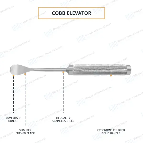 Cobb Spinal Elevator 11″ Slightly Curved 1″ (26mm) Wide - orthopedic instruments manufactured by Waqar International, Sialkot - view 3