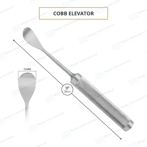 Cobb Spinal Elevator 11″ Slightly Curved 1 1/4″ (32mm) Wide - orthopedic instruments manufactured by Waqar International, Sialkot - view 3