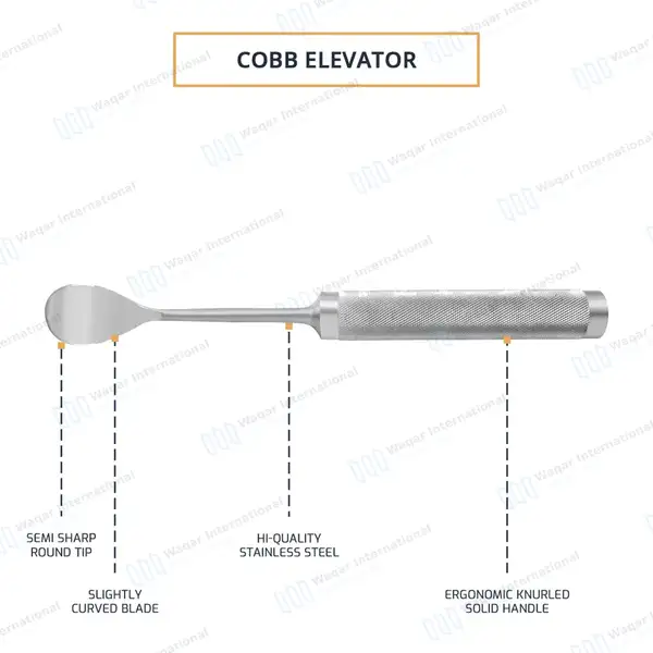 Cobb Spinal Elevator 11″ Slightly Curved 1 1/4″ (32mm) Wide - orthopedic instruments manufactured by Waqar International, Sialkot - view 4