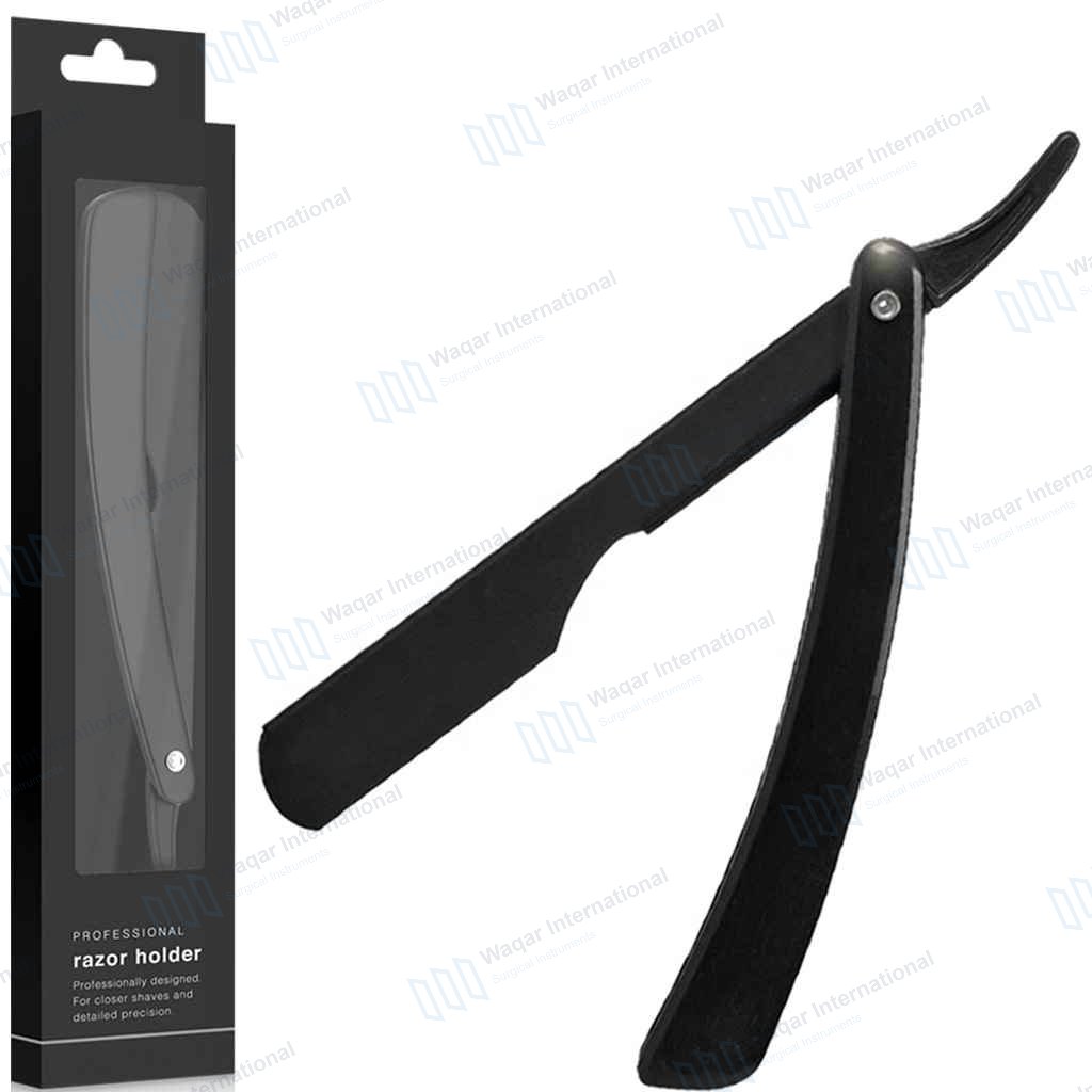 Silver Black Single Edge Blade Barber Razor — surgical instruments manufactured by Waqar International, Sialkot