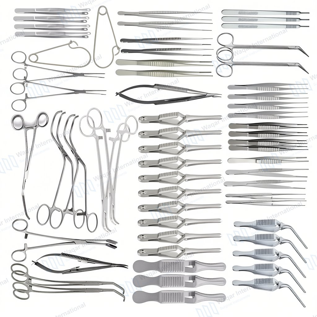 Major Vascular Surgery Set 62Pcs Stainless Steel Surgical — surgical instruments manufactured by Waqar International, Sialkot