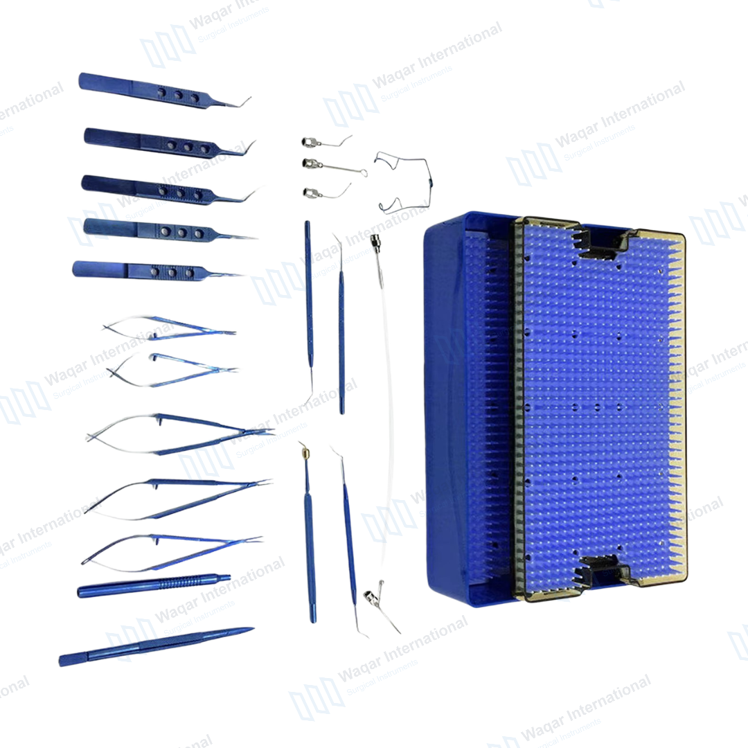 Ophthalmology Cataract Surgery Set 21Pcs Titanium Eye — surgical instruments manufactured by Waqar International, Sialkot