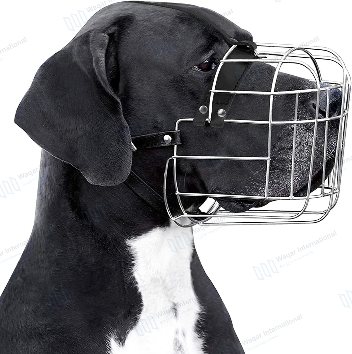 Stainless Steel Dog Muzzle Leather Straps-Eco-Friendly — surgical instruments manufactured by Waqar International, Sialkot