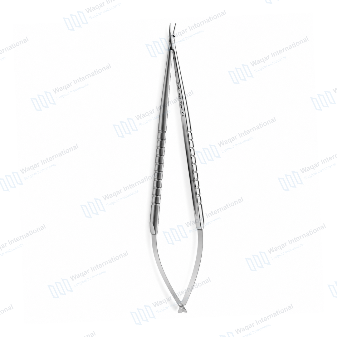 Curved Needle Holder with Lock Precision Eye — surgical instruments manufactured by Waqar International, Sialkot