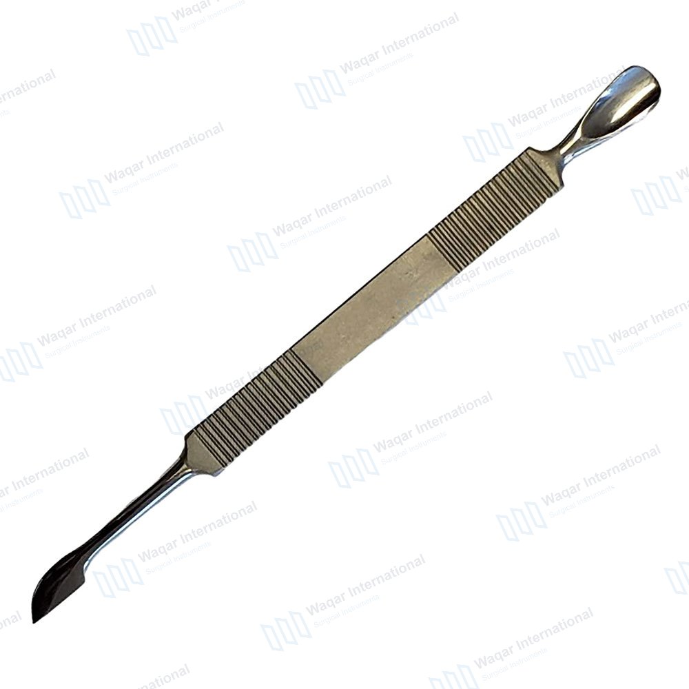 Stainless Steel Dual-End Cuticle Nail Pusher Scraper — surgical instruments manufactured by Waqar International, Sialkot