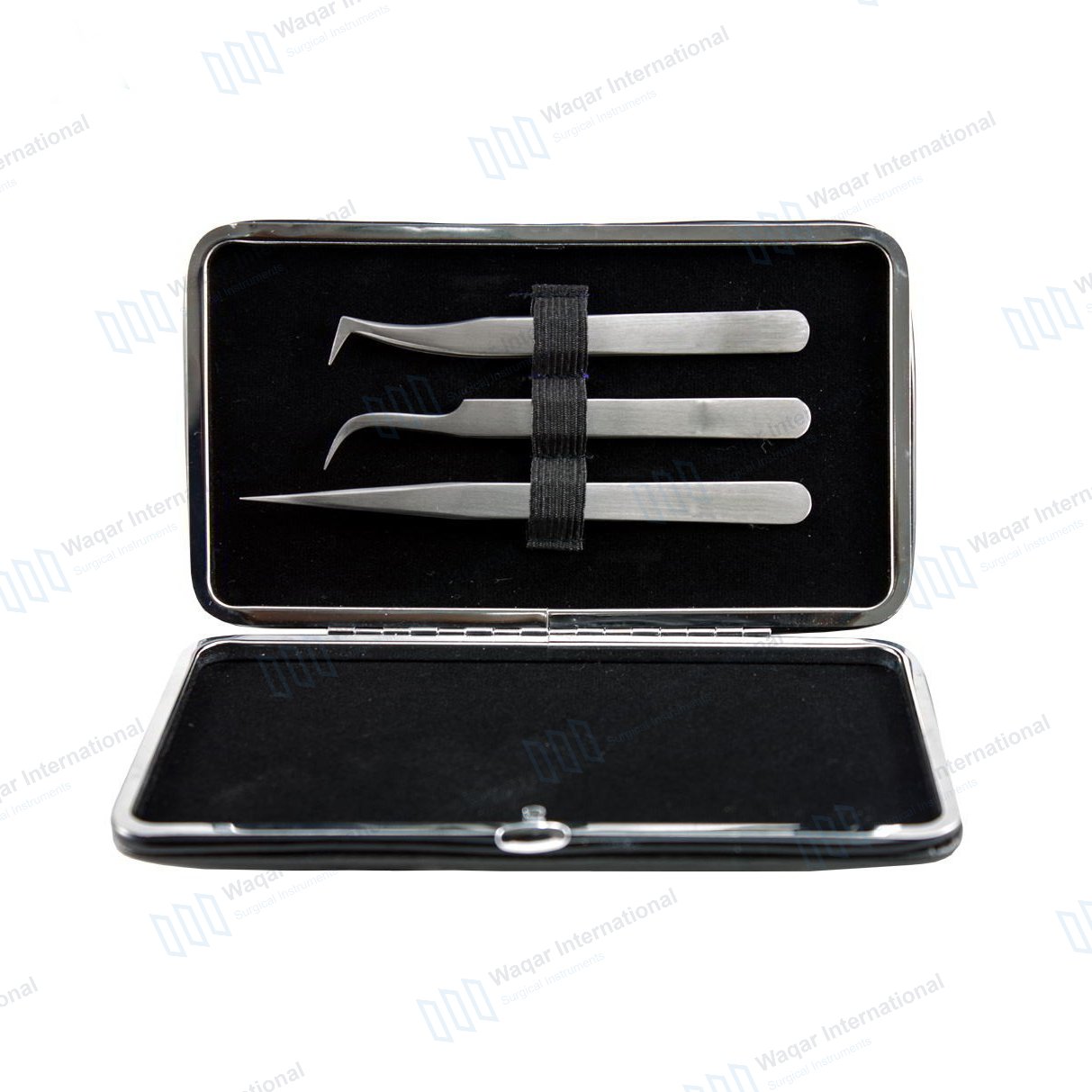 Stainless Steel Eyebrow Tweezers Set 4-Piece False Eyelash — surgical instruments manufactured by Waqar International, Sialkot