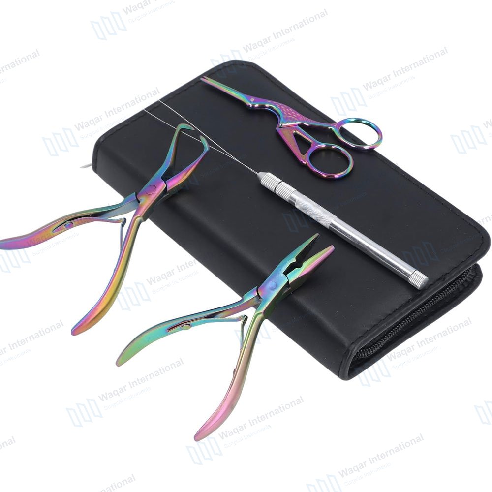 Rainbow Multi-Color Hair Extension Pliers Kit Surgical — surgical instruments manufactured by Waqar International, Sialkot