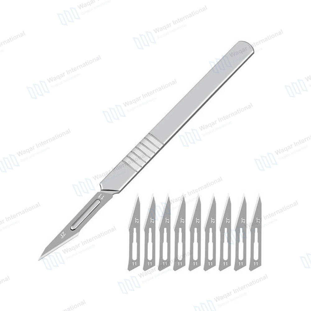 Surgical Sterile Steel Scalpel Blade Box Compatible Handle — surgical instruments manufactured by Waqar International, Sialkot