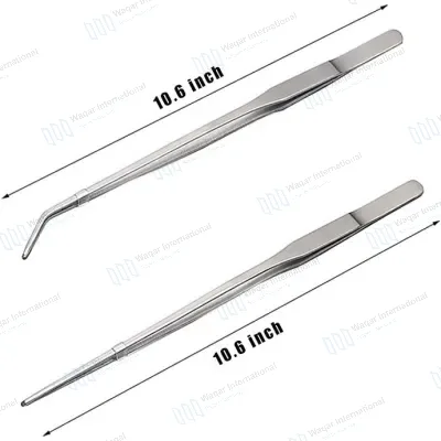 2Pcs Stainless Steel Reptile Feeding Long Tongs Tweezers 25cm