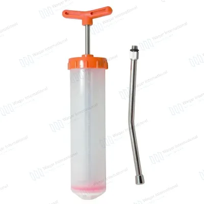 400ml Plastic Blue/Orange Adjustable Dosage Drench Syringe 3 Nozzles
