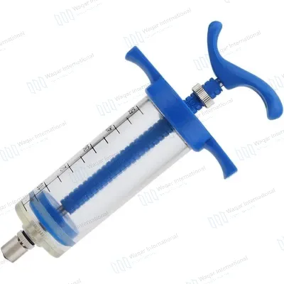 50ml Blue/Orange Plastic Adjustable Dosage Cattle Goat Drench Syringe
