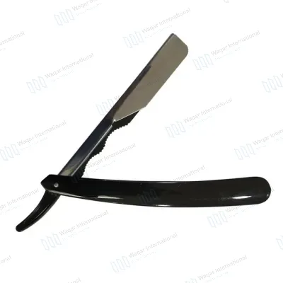 Straight Razor Shavette Stainless Steel Black Handle