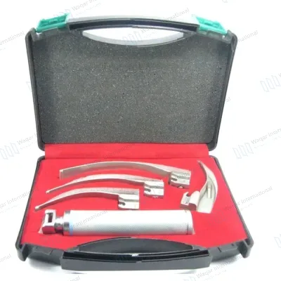 Diagnostic Fiber Optic Laryngoscope Set 4 Blades
