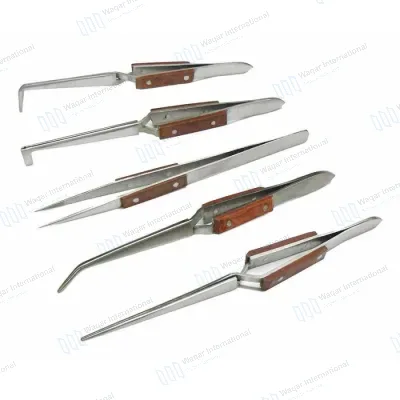 5 PCS Medical Stainless Steel Cross Locking Tweezers Set