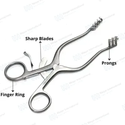 Schuknecht Self-Retaining Postauricular Retractor Stainless Steel Reusable Autoclavable