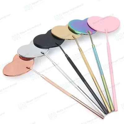 Lighted 3x Magnifying Detachable Round Eyelash Mirror Hand