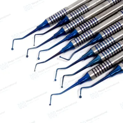 Dental Spoon Excavators Double Ended Blue Titanium
