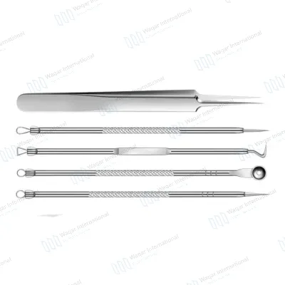 5Pcs Stainless Steel Blackhead Remover Set Facial Acne Extraction