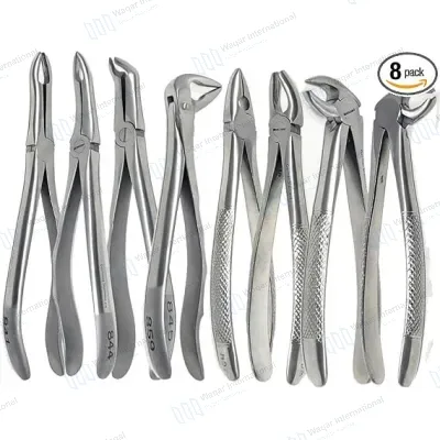 Dental Extracting Forceps Set 8PCS Stainless Steel Tooth Extraction