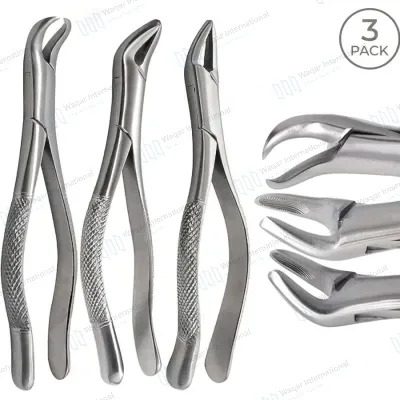 Reusable Dental Tooth Extraction Forceps Stainless Steel 3PCS Kit