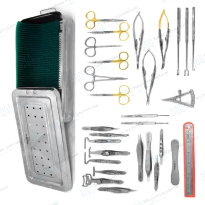 Blepharoplasty Stainless Steel Surgical Instrument Kit 30-Piece Reusable Eyelid
