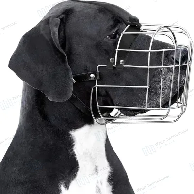 Stainless Steel Dog Muzzle Leather Straps-Eco-Friendly