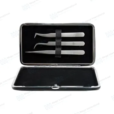 Stainless Steel Eyebrow Tweezers Set 4-Piece False Eyelash