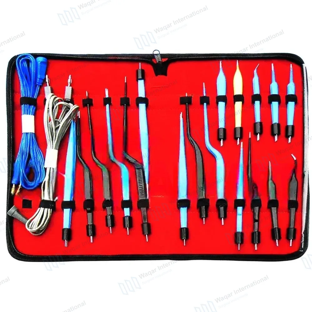 20 Pcs Bipolar Bayonet Forceps Electrosurgical Instruments Set