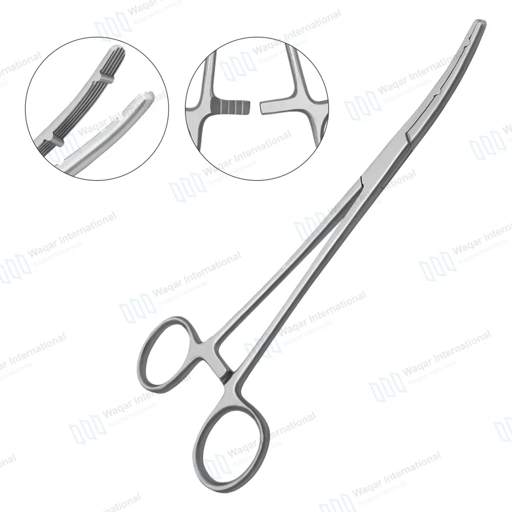 Heaney-Ballentine Hysterectomy Forcep 8.5″ Curved Longitudinal Serrated Double Tooth