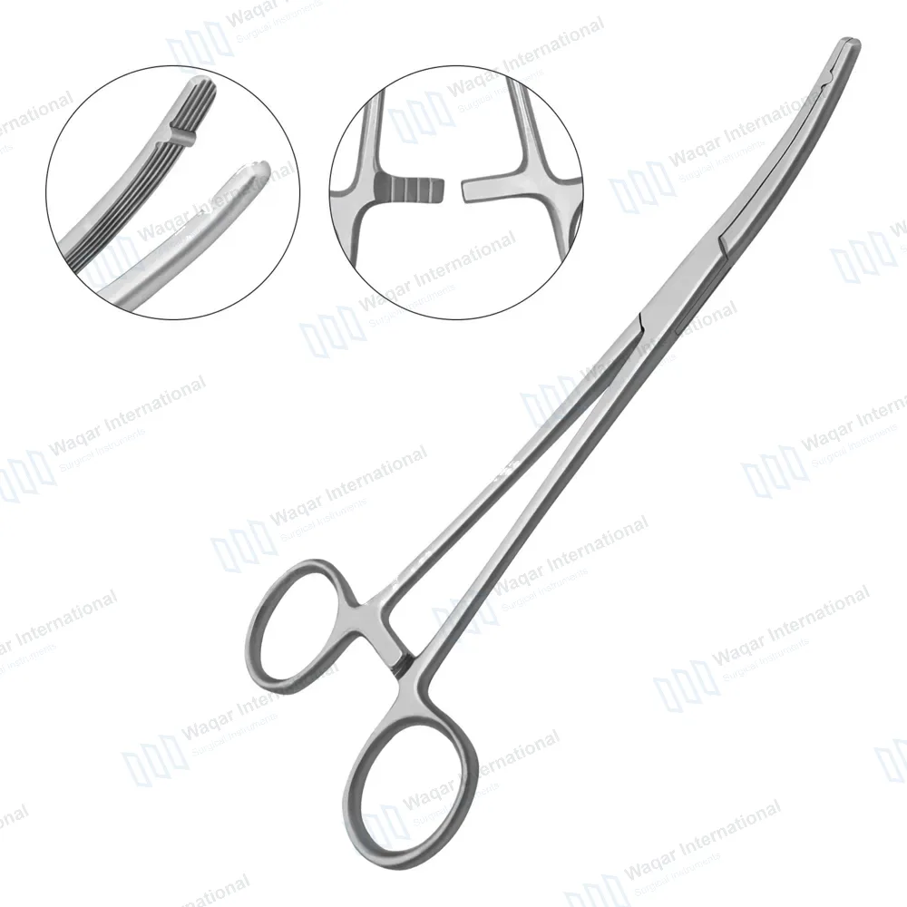 Heaney-Ballentine Hysterectomy Forcep 8.5″ Curved Longitudinal Serrated Single Tooth