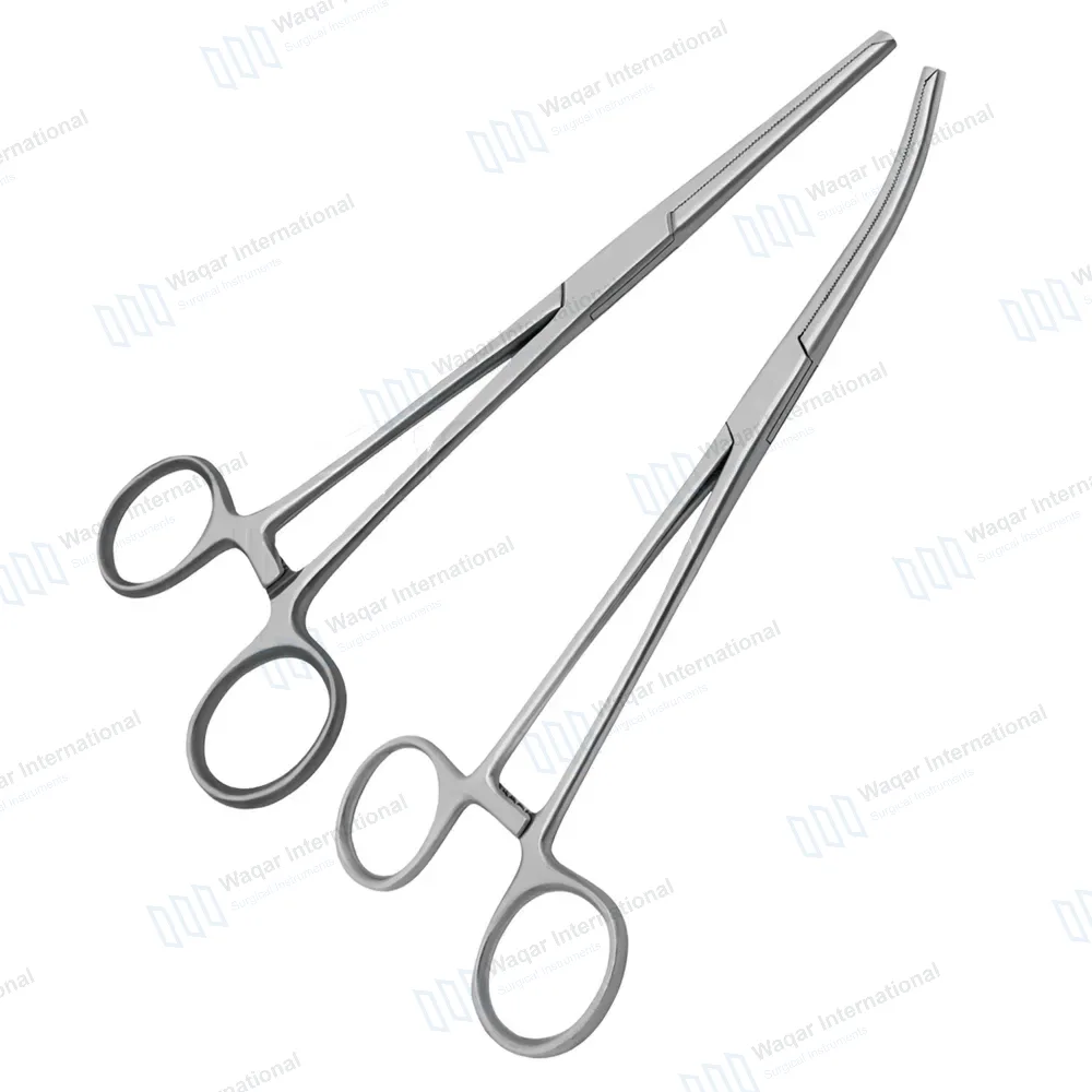 2 Rochester Ochsner Forceps 8″ Straight & Curved 1×2 Teeth Serrated Jaws