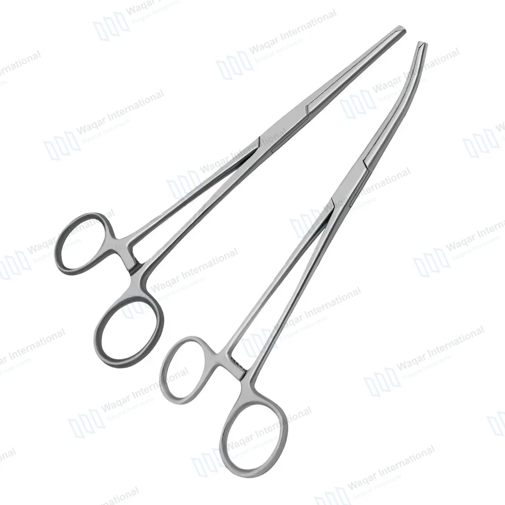 2 Rochester Ochsner Forceps 7.25″ Straight & Curved 1×2 Teeth Serrated Jaws