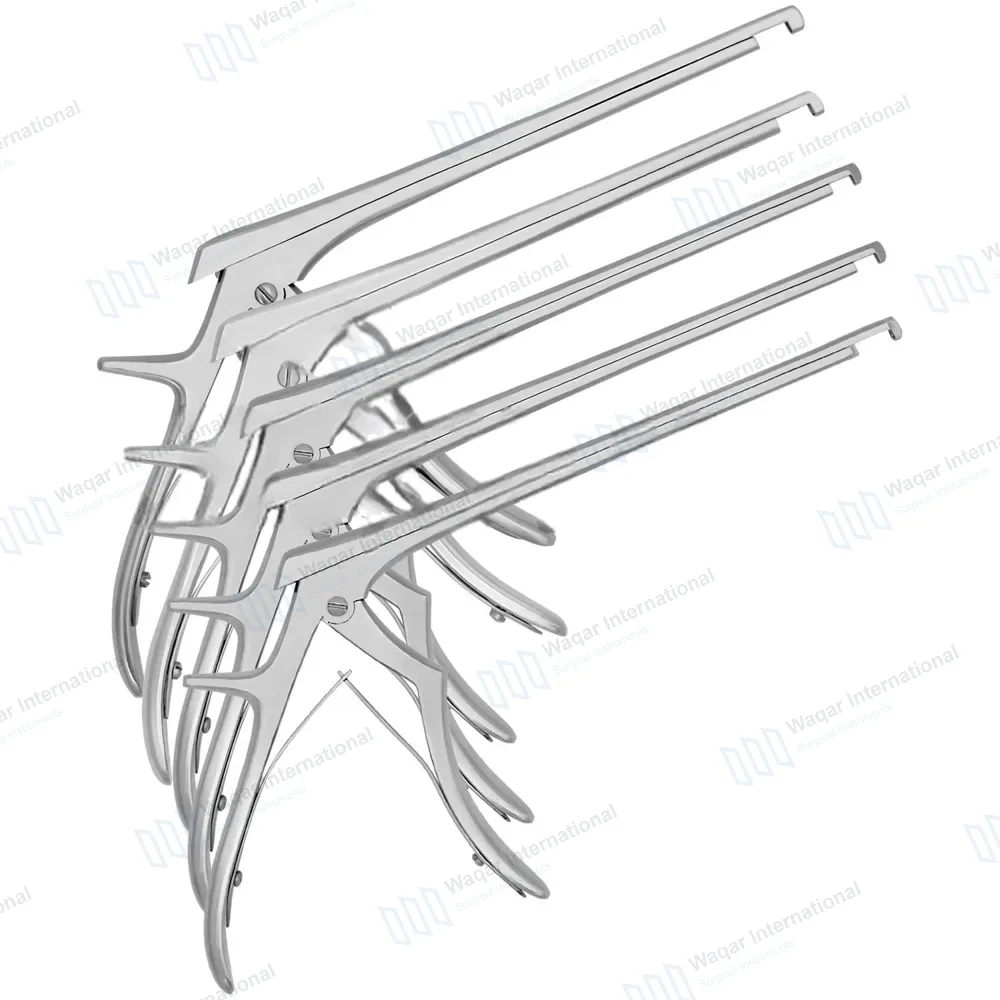 5 Kerrison Rongeurs Set 7″ Shaft 90° Down Thin Footplate 1mm-5mm Bite