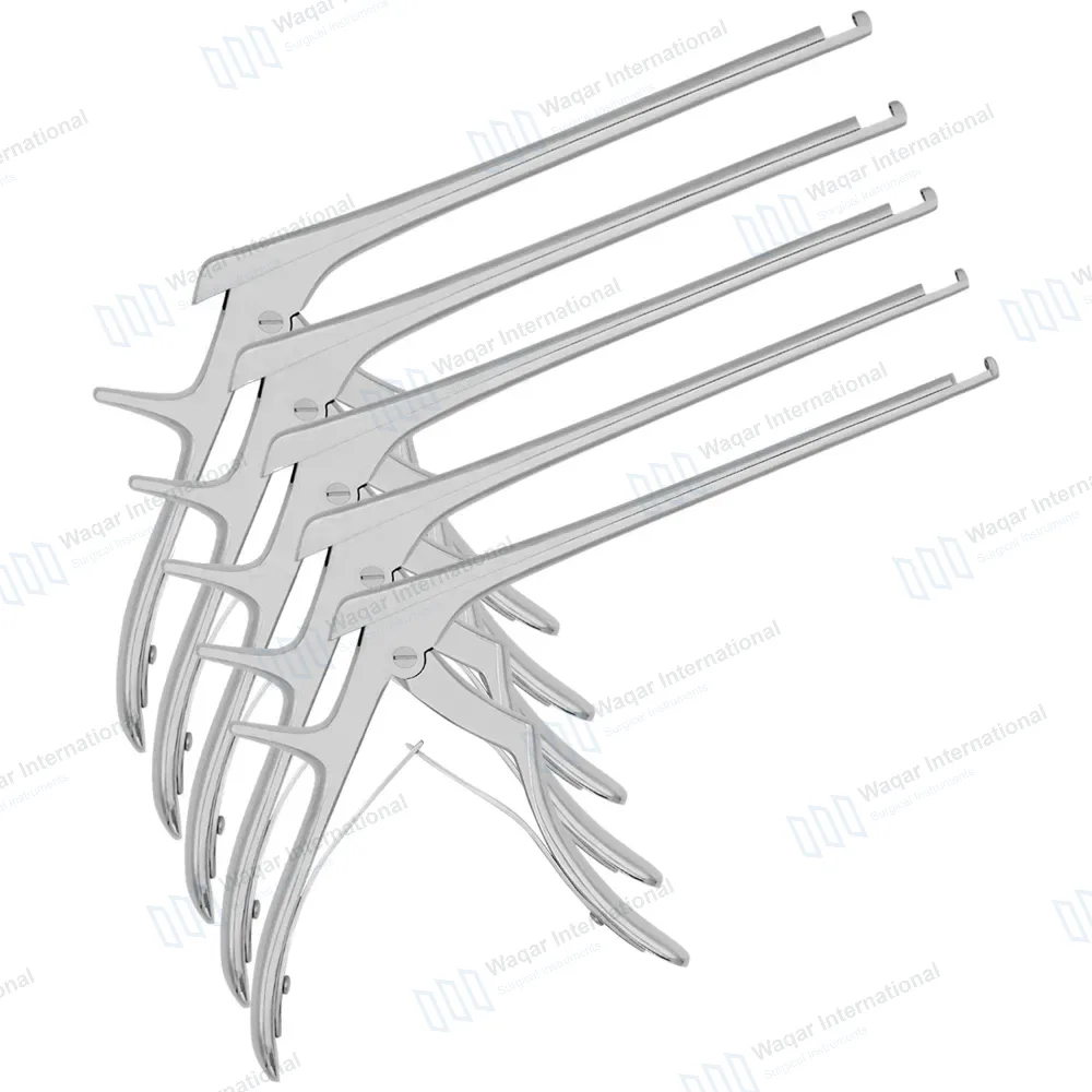 5 Kerrison Rongeurs Set 7″ Shaft 90° Up Thin Footplate 1mm-5mm Bite