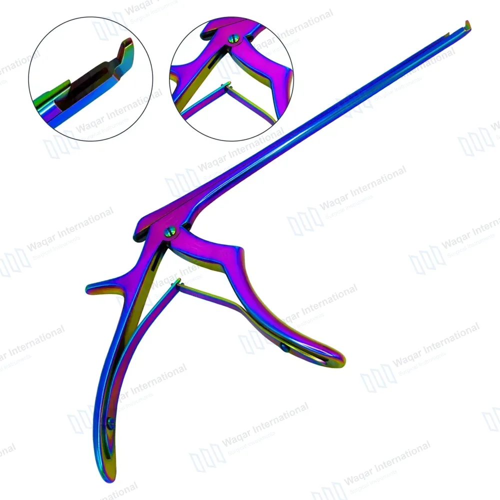 Rainbow Kerrison Rongeur 7″ Shaft 40° Up Thin Footplate 1mm Bite
