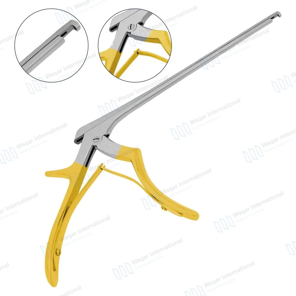 Kerrison Rongeur 7″ Shaft 90° Down Thin Footplate 2mm Bite – Gold