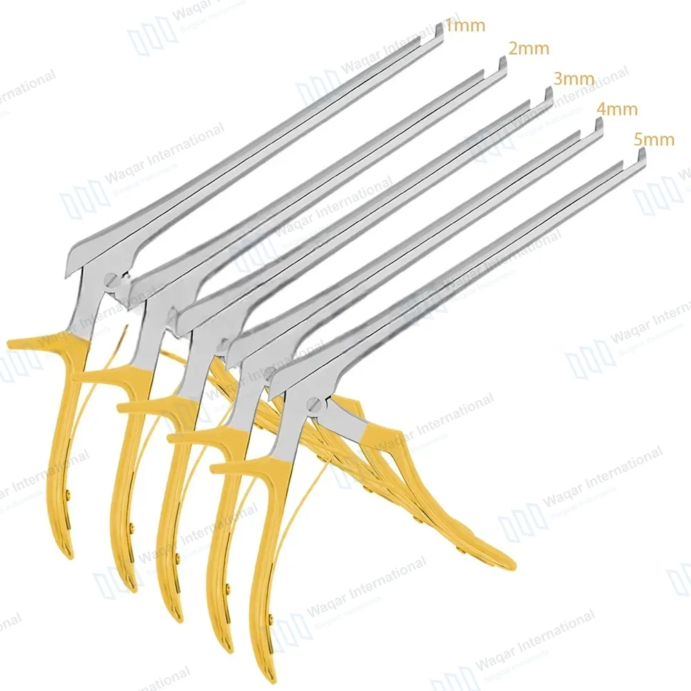 5 Pcs Kerrison Rongeurs Set 7″ Shaft 40 Degree Up 1-5mm Bite Gold Handle