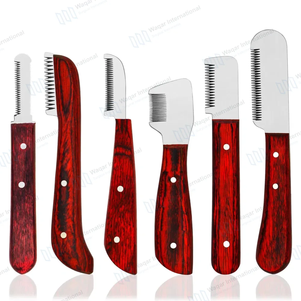 6 Pcs Stripping and Carding Knives Set – Garnish Red Handle