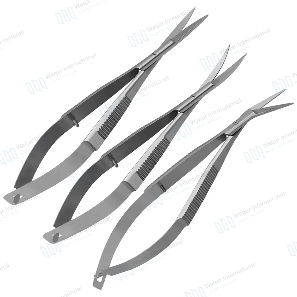 3 Pcs Micro Iris Scissors Set 4.5″ Sharp Straight+Curved+Angled