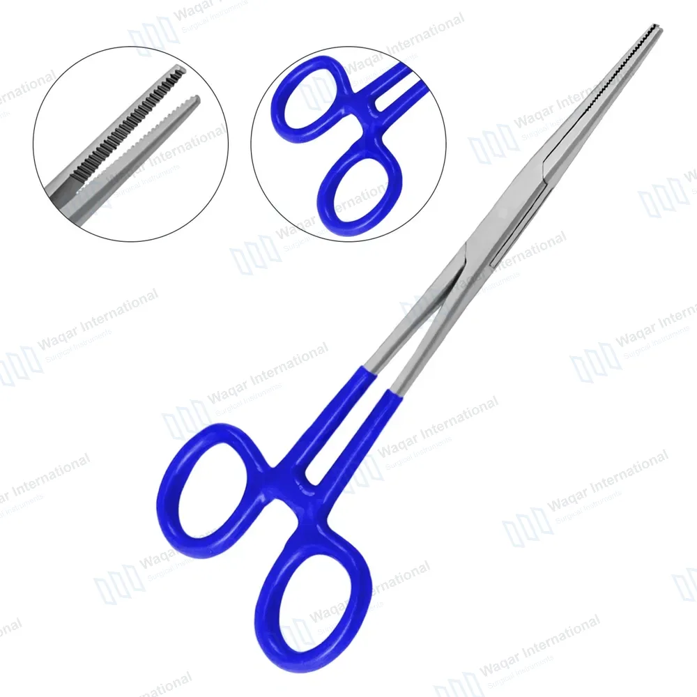 Kelly Hemostatic Forceps Straight 6.25″ Blue PVC Handle