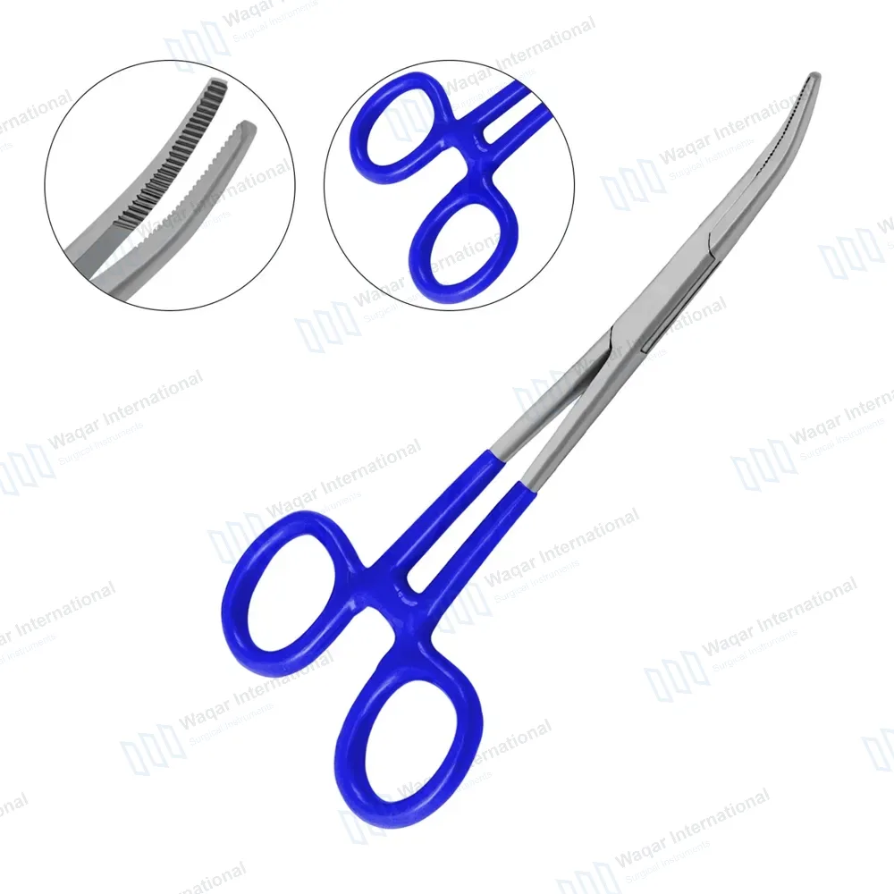 Kelly Hemostatic Forceps Curved 5.5″ Blue PVC Handle
