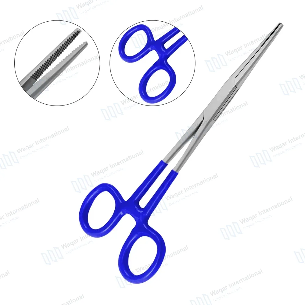Kelly Hemostatic Forceps Straight 5.5″ Blue PVC Handle