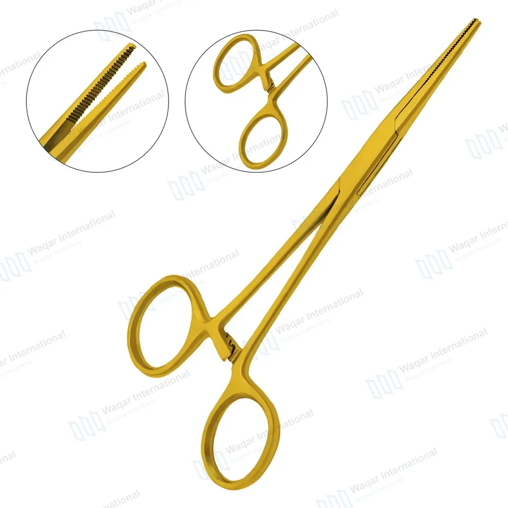 Kelly Hemostat Forceps 5.5″ Straight Full Gold