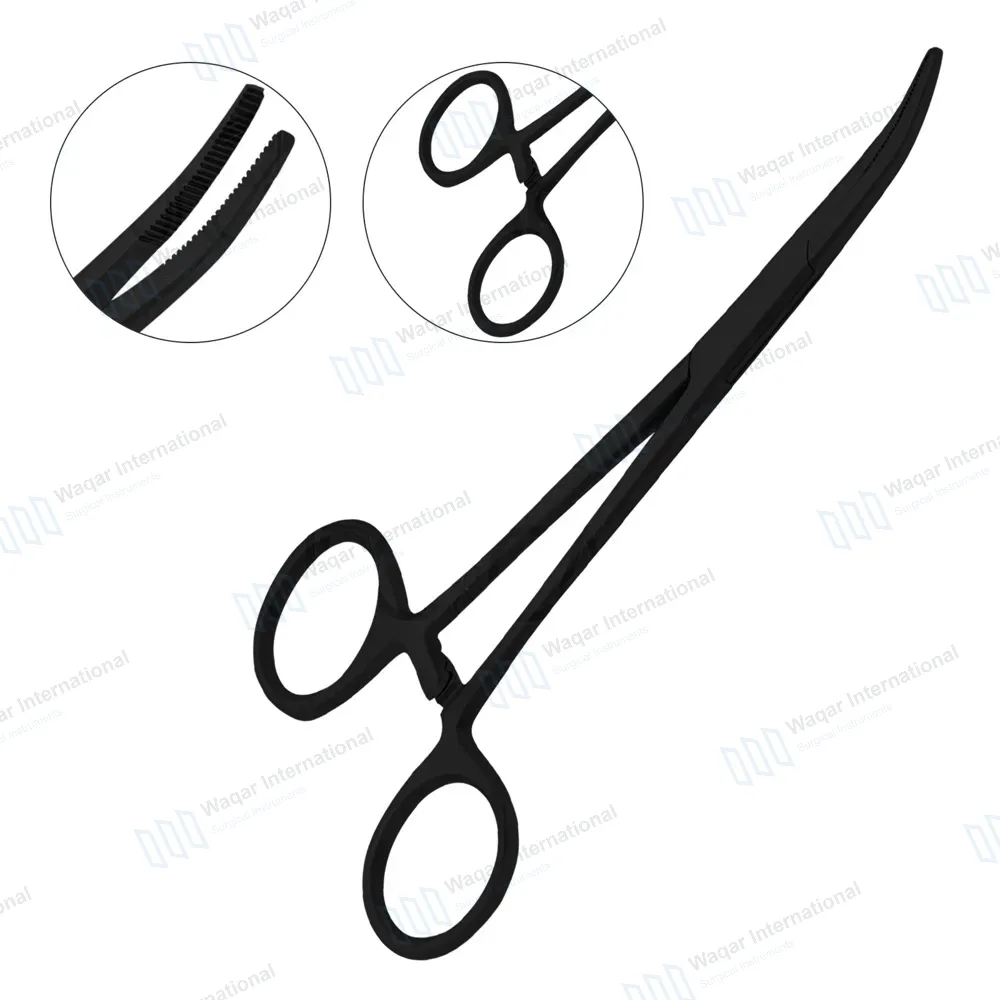 Kelly Forceps 5.5″ Curved Full Black Coated